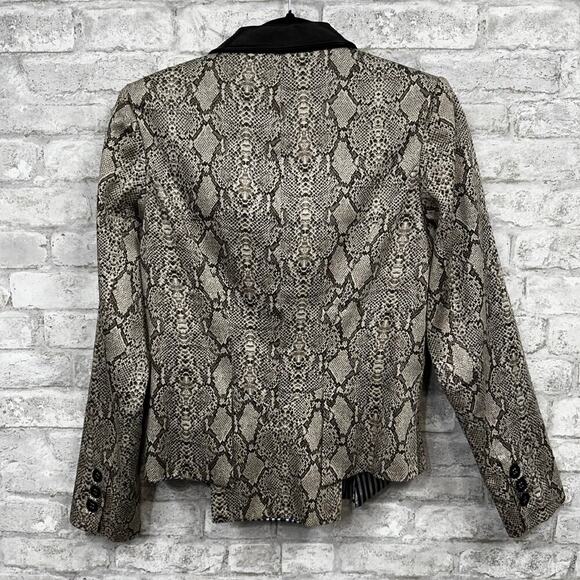 SPY Snake Skin Print Faux Leather Collar Blazer Button‎ Jacket - Size 3 - Picture 3 of 12